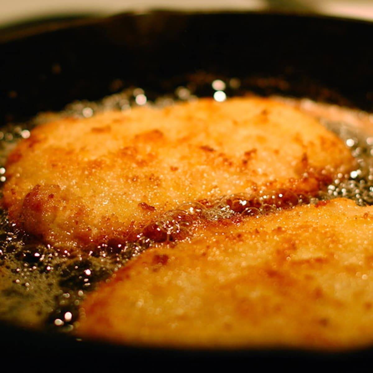 Food frying in a skillet.