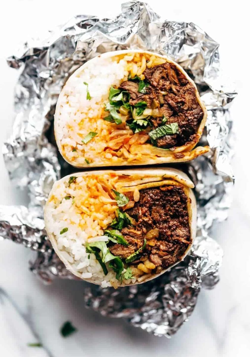 Korean BBQ Burrito wrapped in foil.