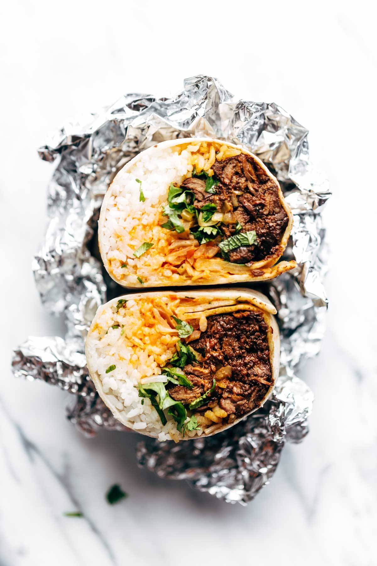 Korean BBQ Burrito wrapped in foil.