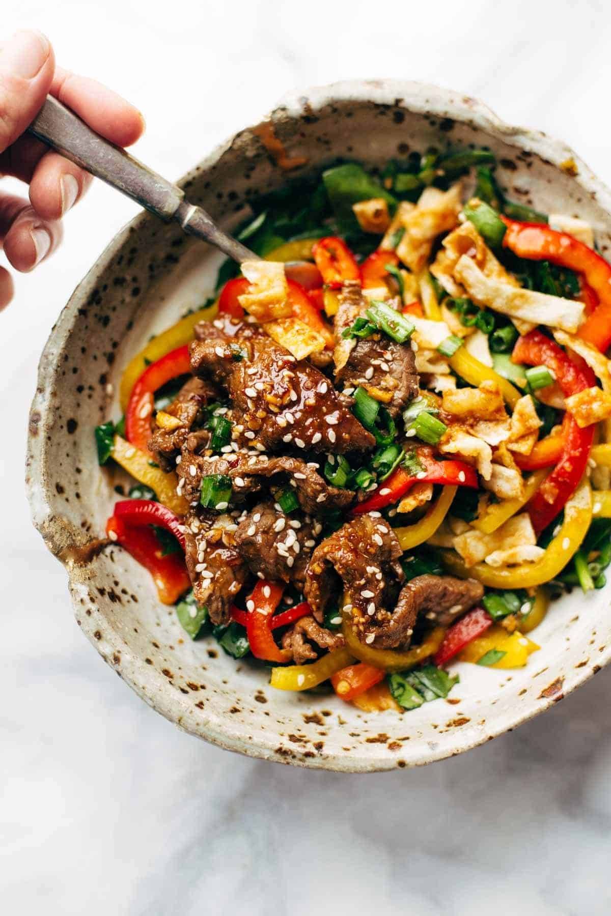 korean-bbq-steak-bowls-with-spicy-sesame-dressing-recipe-pinch-of-yum