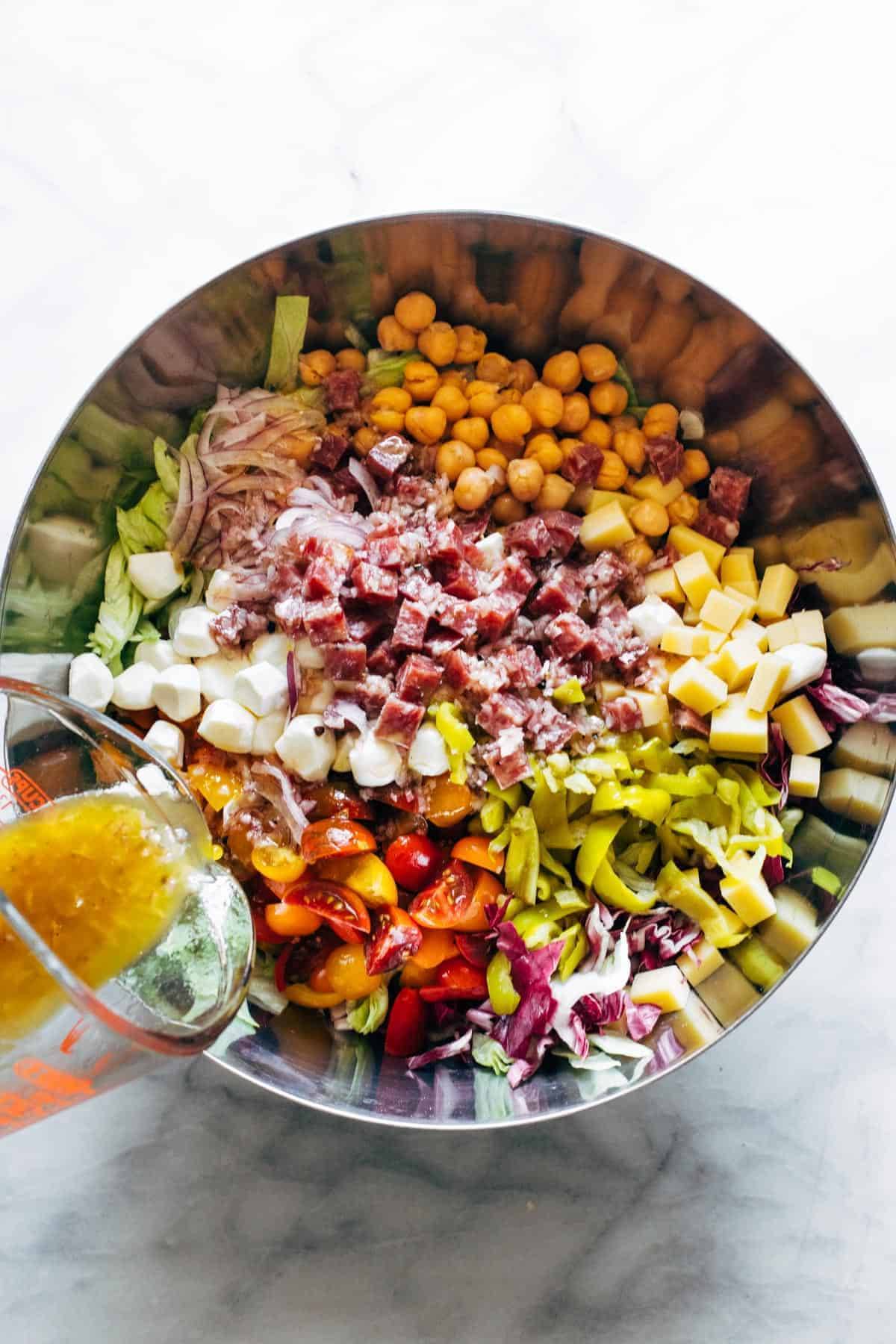 Chop salad in a serving bowl.