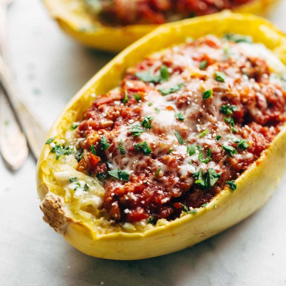 Spaghetti Squash Lasagna Boats Recipe - Pinch of Yum