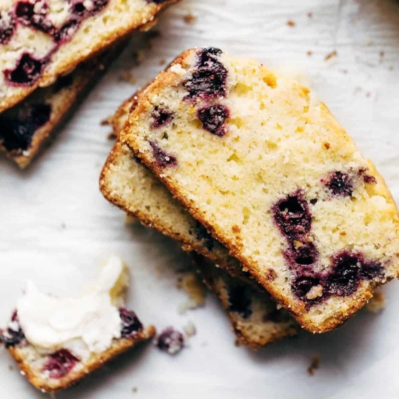 Blueberry Lemon Bread in a stack.