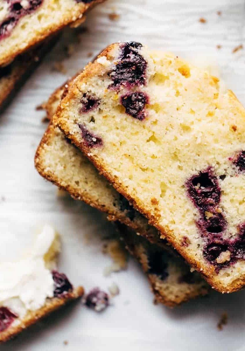 Blueberry Lemon Bread in a stack.