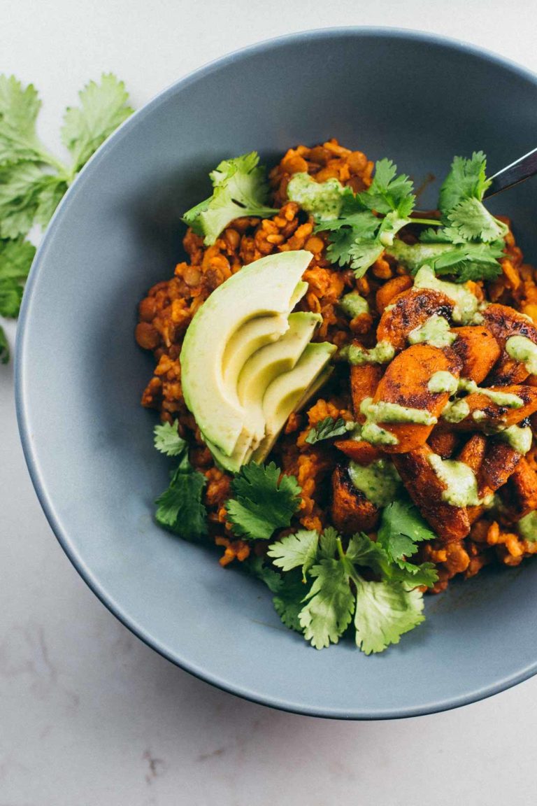 Lentil Curry Bowls with Cilantro Cashew Sauce Recipe Pinch of Yum