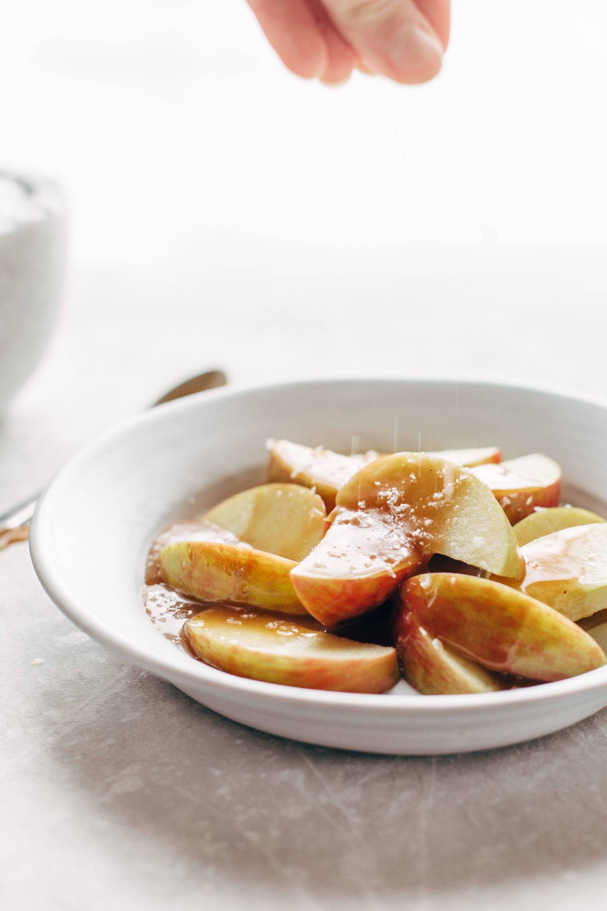 Magic Vegan Caramel Sauce over apples.