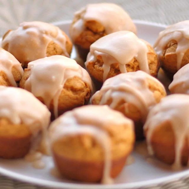 Maple Glazed Pumpkin Muffins Recipe Pinch of Yum
