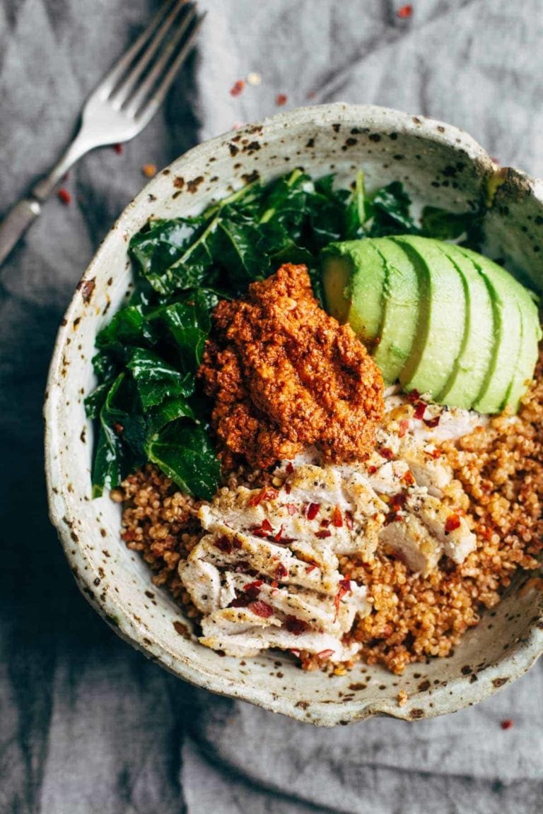 https://pinchofyum.com/wp-content/uploads/Marinated-Kale-and-Chicken-Quinoa-Bowl-1-768x1152.jpg