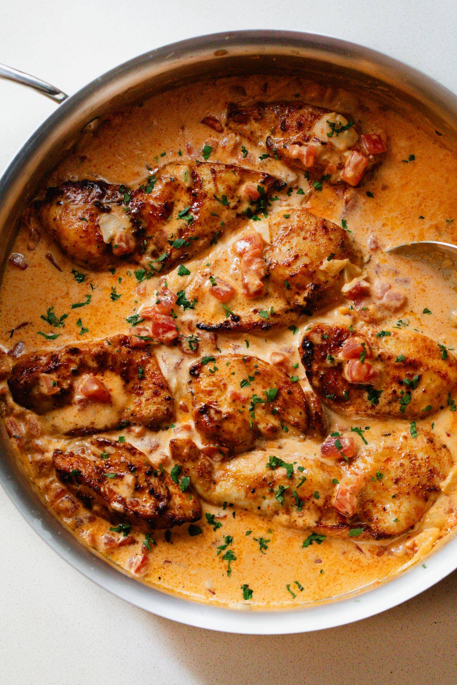 Marry Me Chicken in a pan.