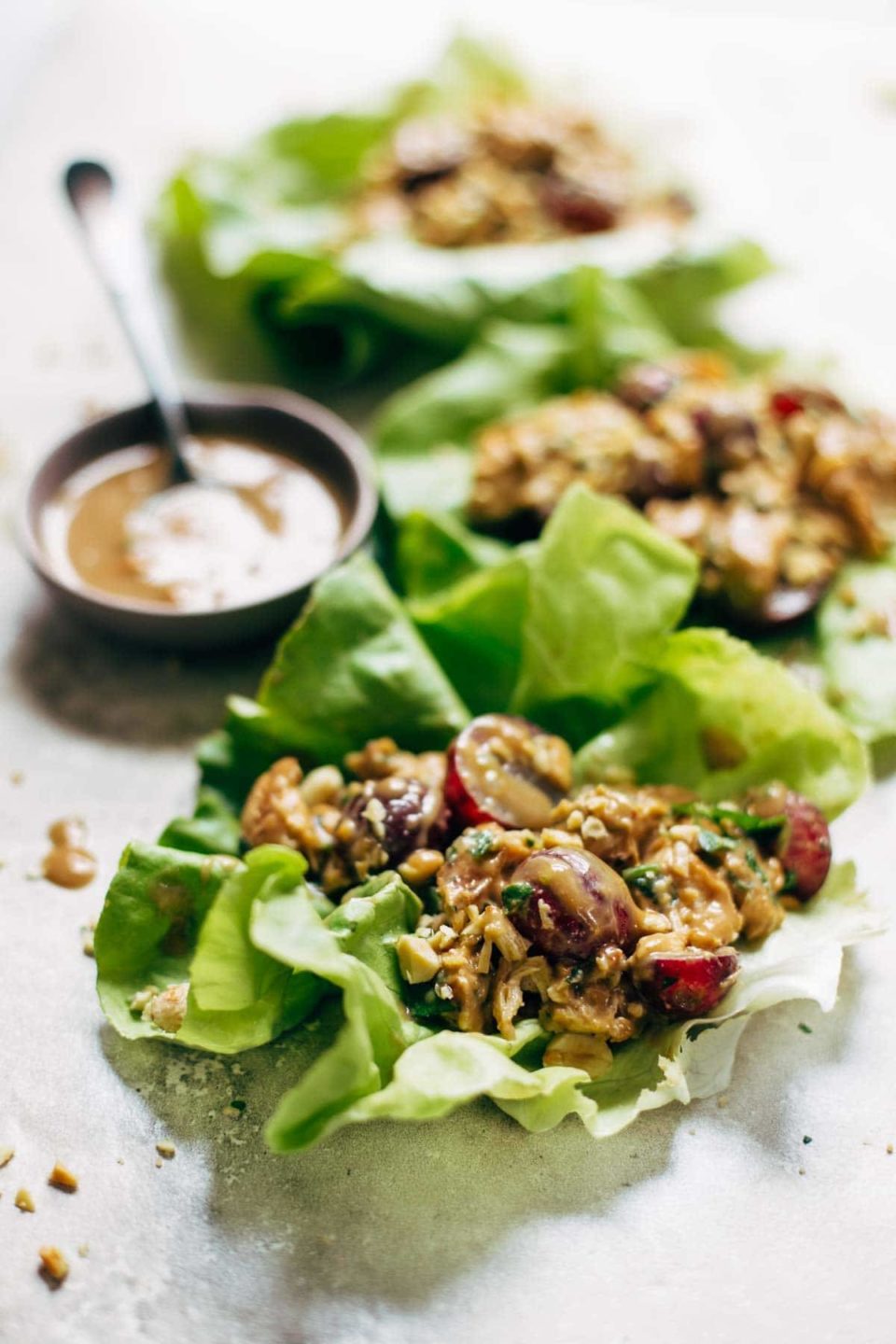Creamy Miso Peanut Chicken Lettuce Wraps Recipe Pinch of Yum