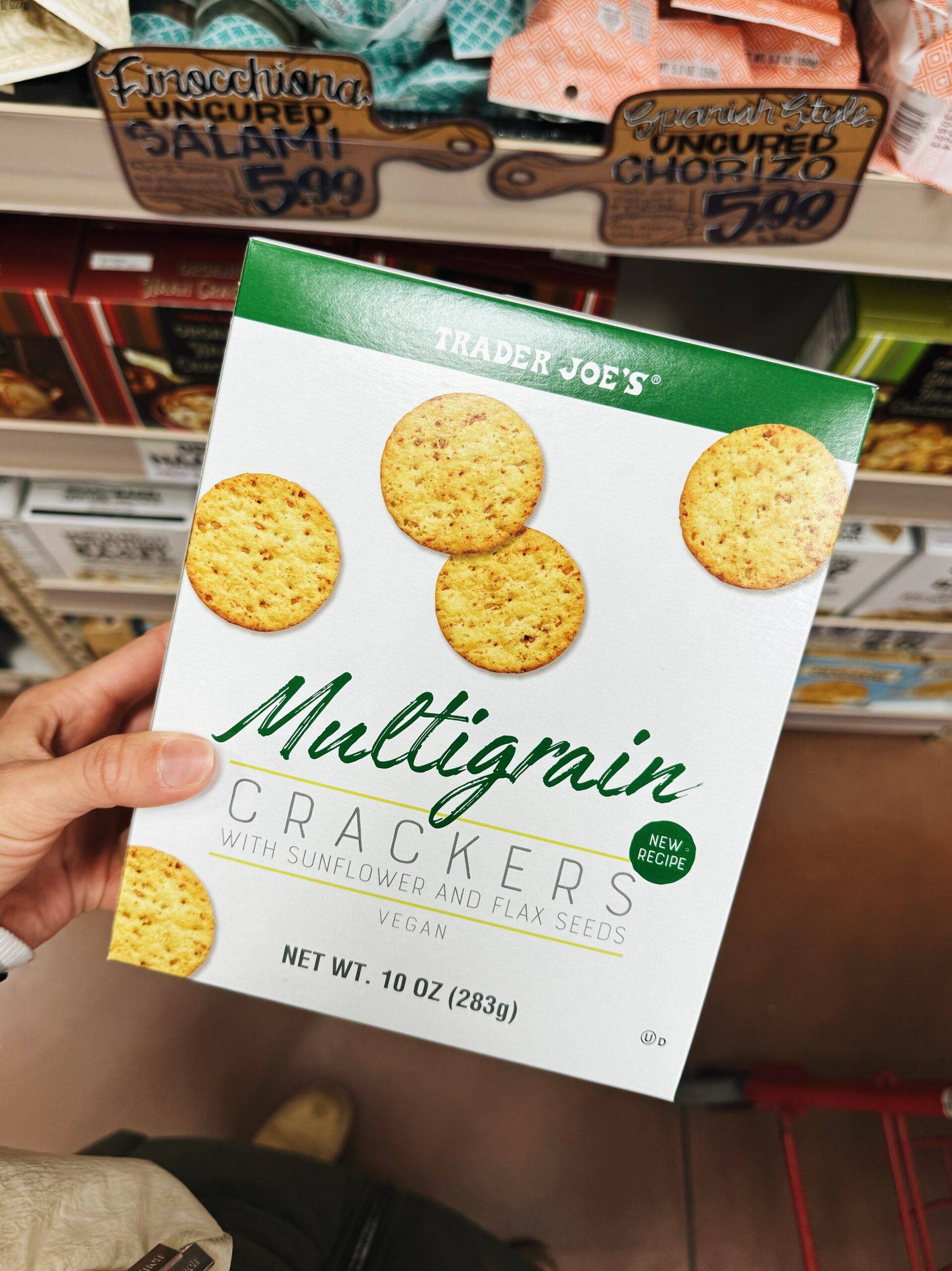Multigrain crackers in a box.