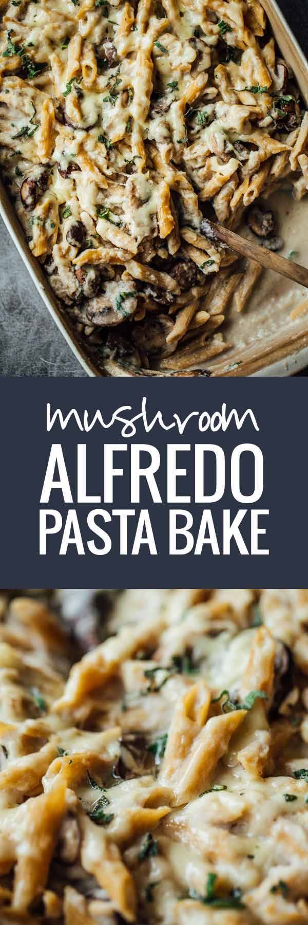 Healthy Mushroom Alfredo Pasta Bake Recipe Pinch of Yum