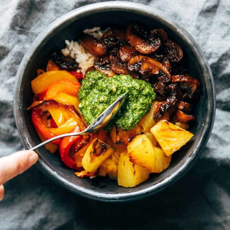 A picture of Amazing Mushroom Bowls with Kale Pesto