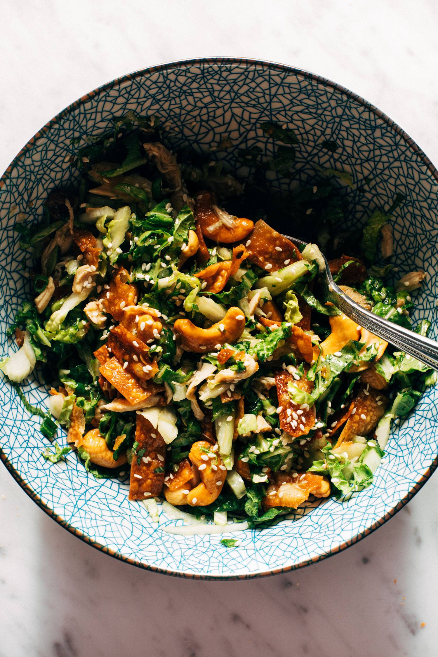 Crunchy Asian Chopped Salad {w/ Almond Dressing} - Eating Bird Food