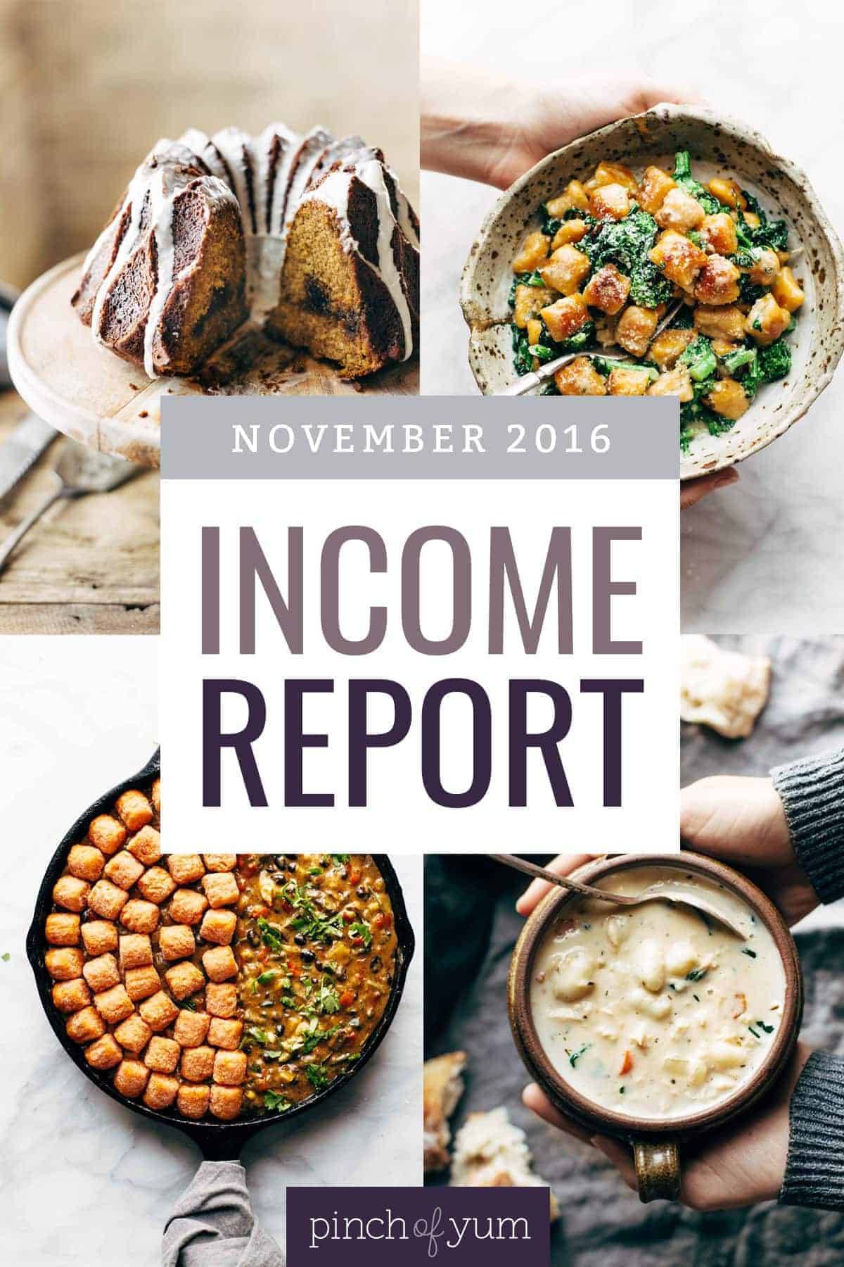 November 2016 Traffic and Income Report | pinchofyum.com