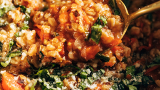 One Pot Farro with Italian Sausage and Tomatoes