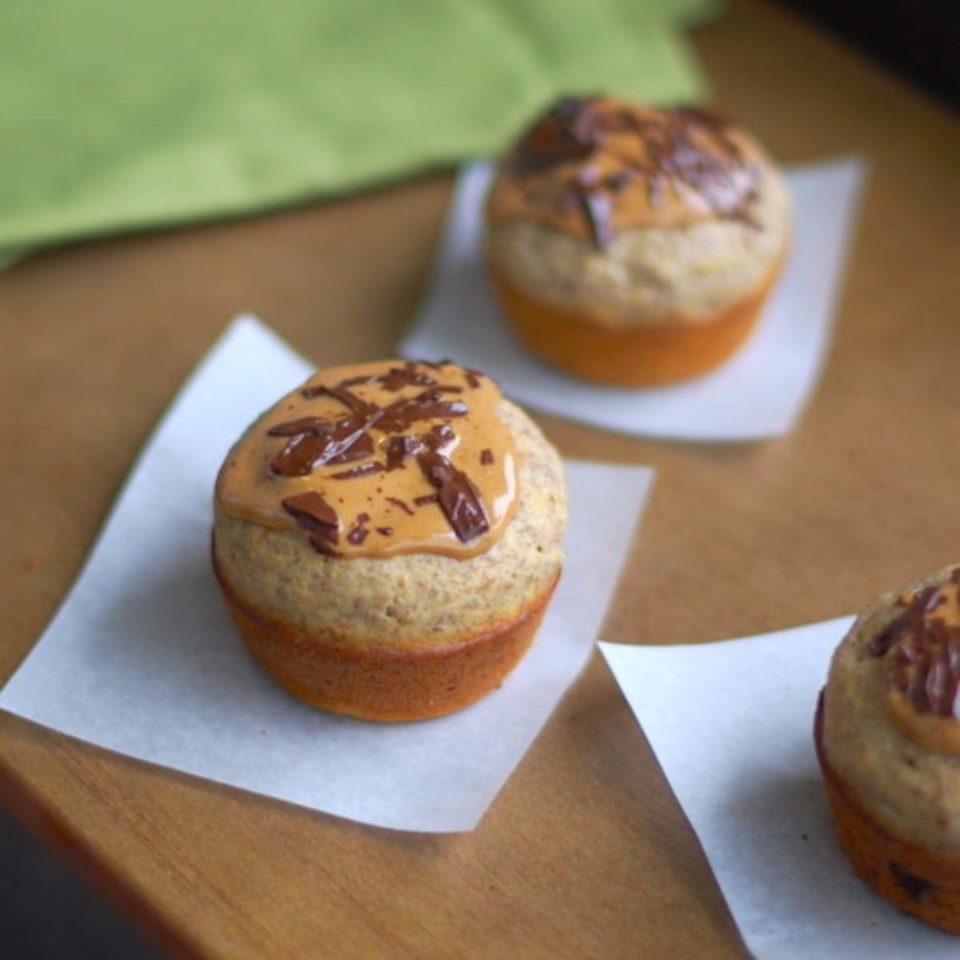 Peanut Butter Banana Flax Muffins Recipe Pinch of Yum