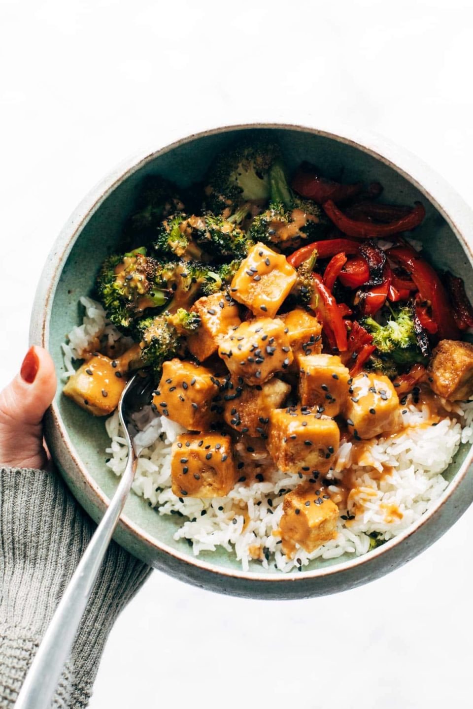 Spicy Peanut Tofu Bowls Recipe - Pinch Of Yum