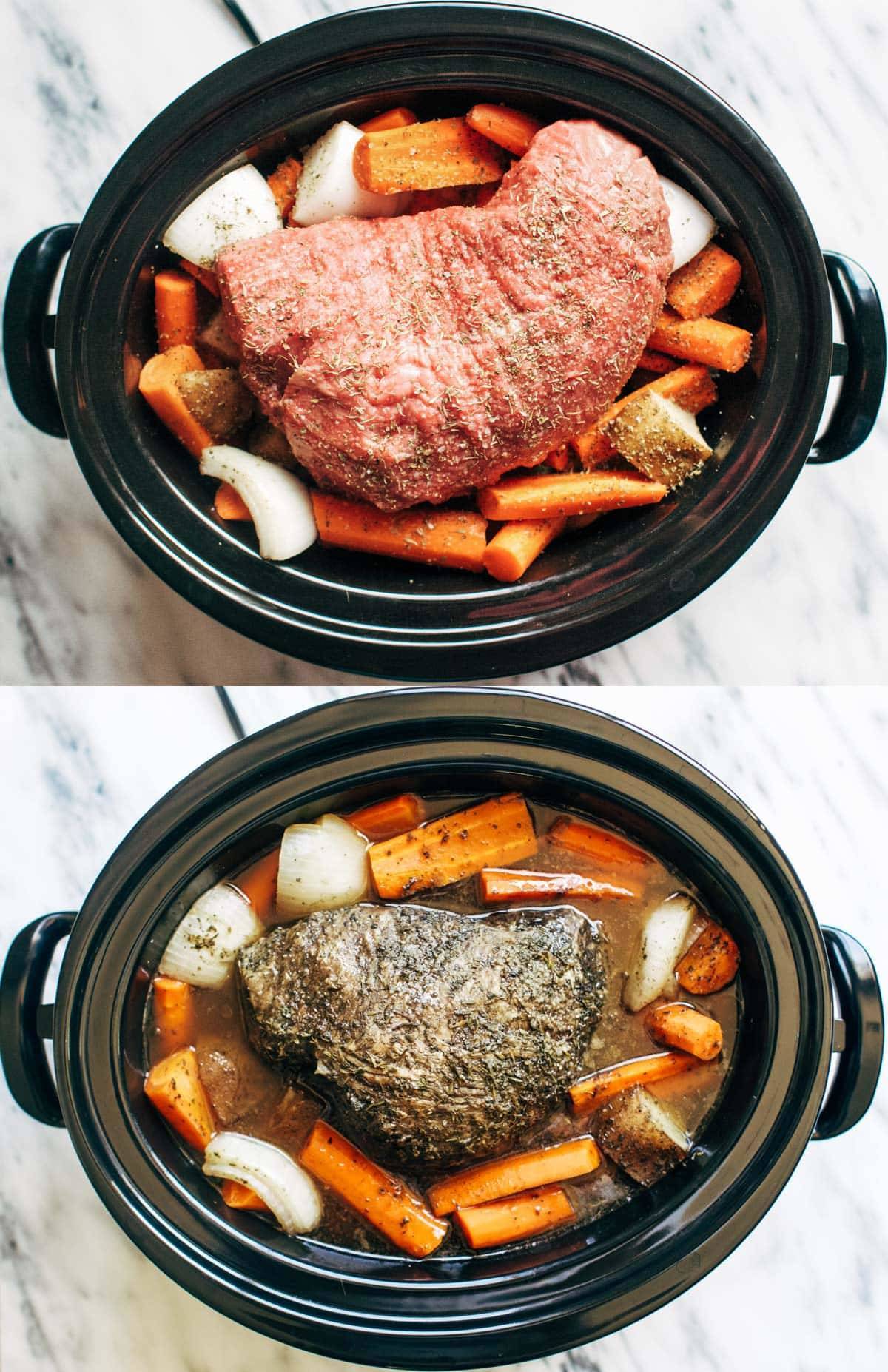 12 SUPER easy recipes you can make in a slow cooker, from vegetarian lasagna to a whole roast chicken and roast pot! SO YUM! | pinchofyum.com