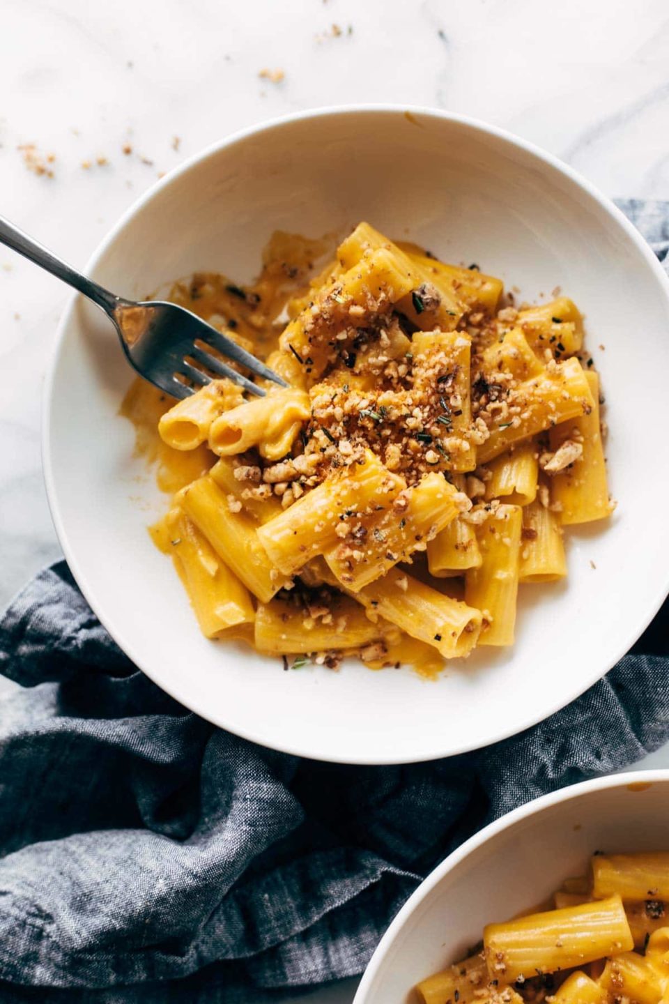 Pumpkin Rigatoni with Rosemary Walnut Crispies Recipe Pinch of Yum