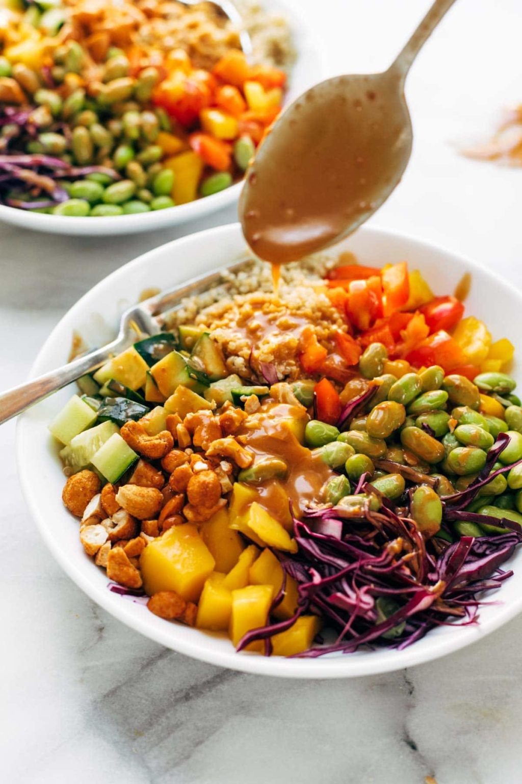 Quinoa Crunch Salad with Peanut Dressing Recipe Pinch of Yum
