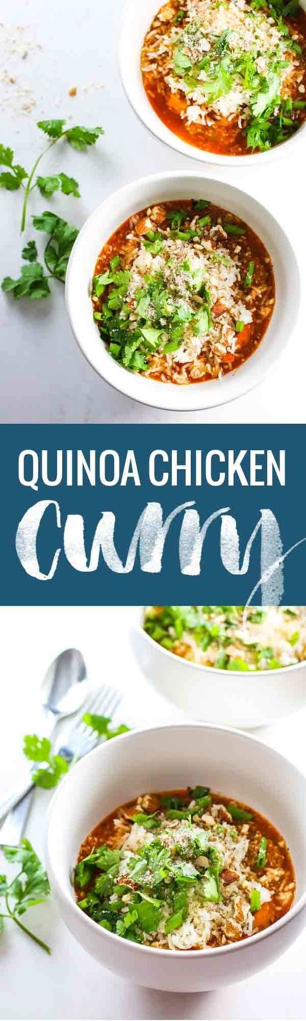 Healthy Quinoa Chicken Curry Bowls - simple, vibrant, spicy, and adaptable to any ingredients you have on hand! 300 calories.