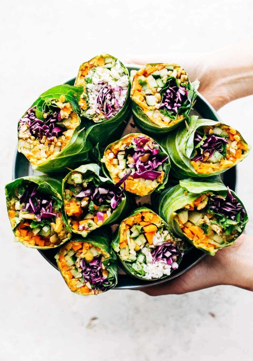Rainbow rolls arranged on a platter.