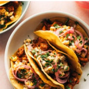 Red chile chicken tacos pin