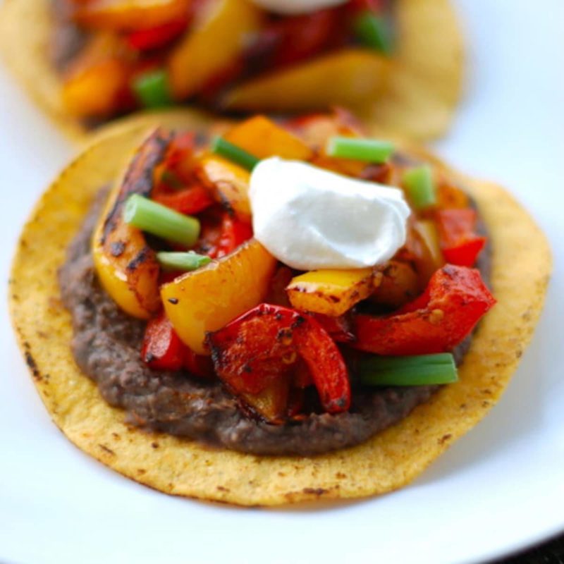 Roasted Bell Pepper Tostadas Recipe Pinch of Yum