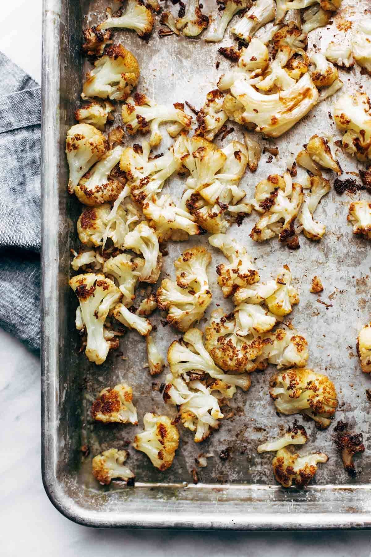 Roasted Cauliflower on a sheet pan.