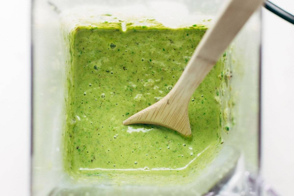Roasted Poblano Sauce in a blender.