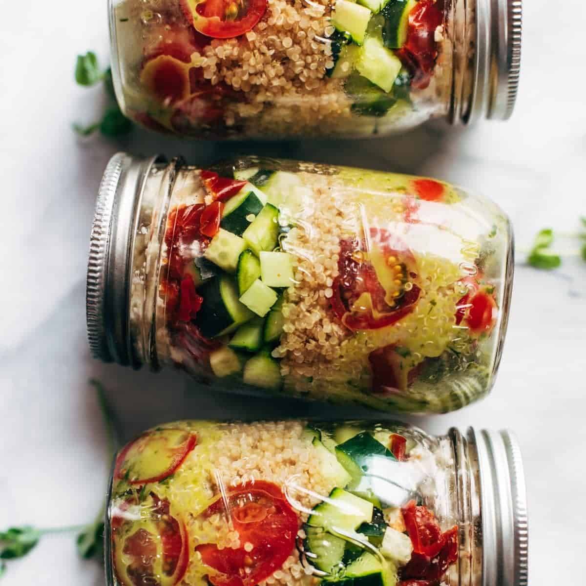Summer Quinoa Salad in jars.