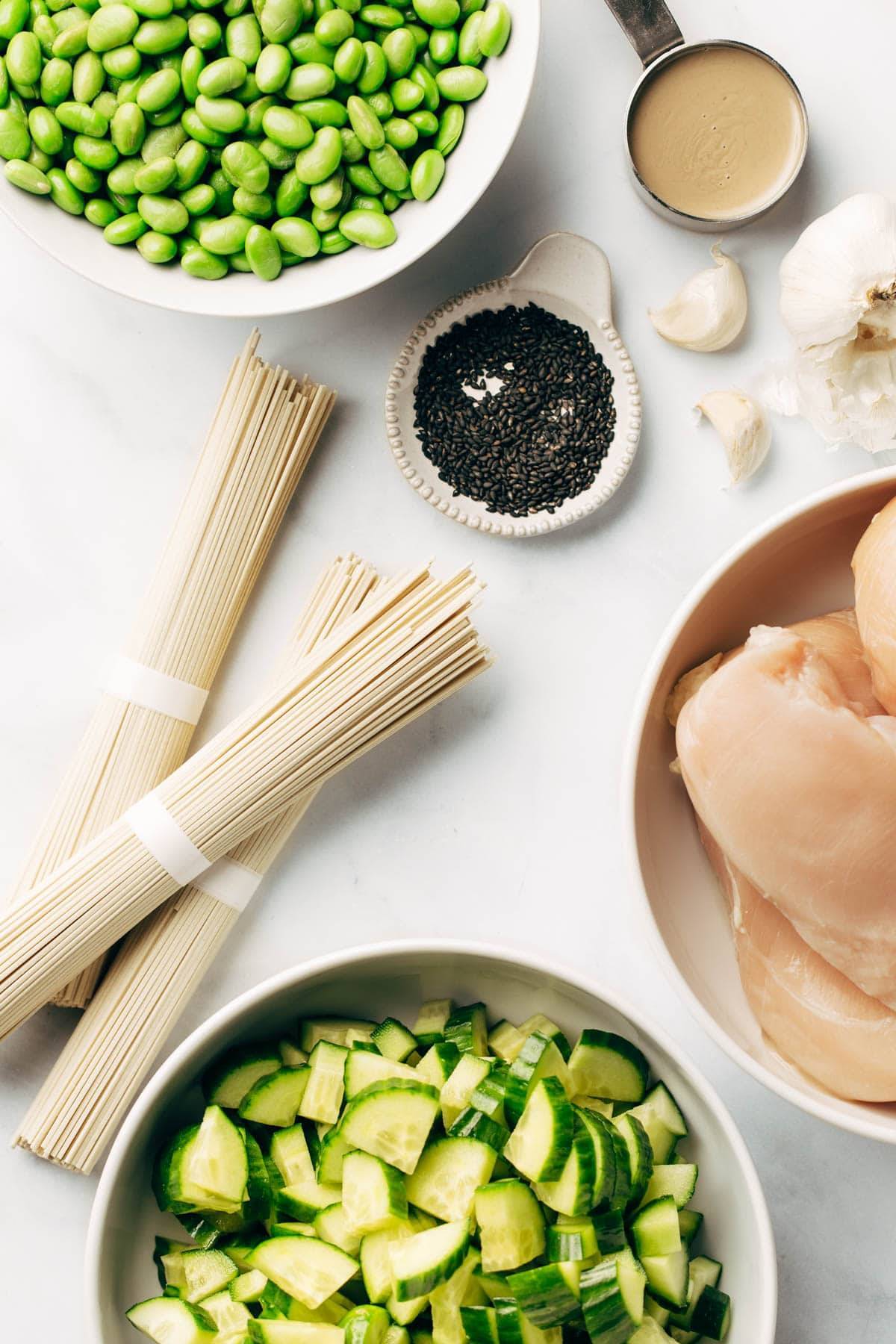 Cold Sesame Noodle Meal Prep Bowls (Vegan) - Sweet Peas and Saffron