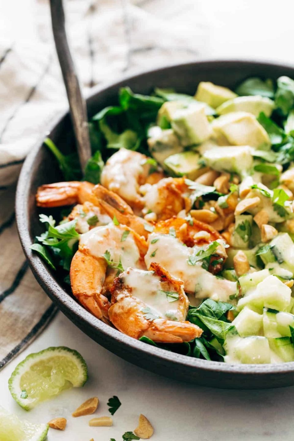 Shrimp and Avocado Salad with Miso Dressing Recipe - Pinch of Yum