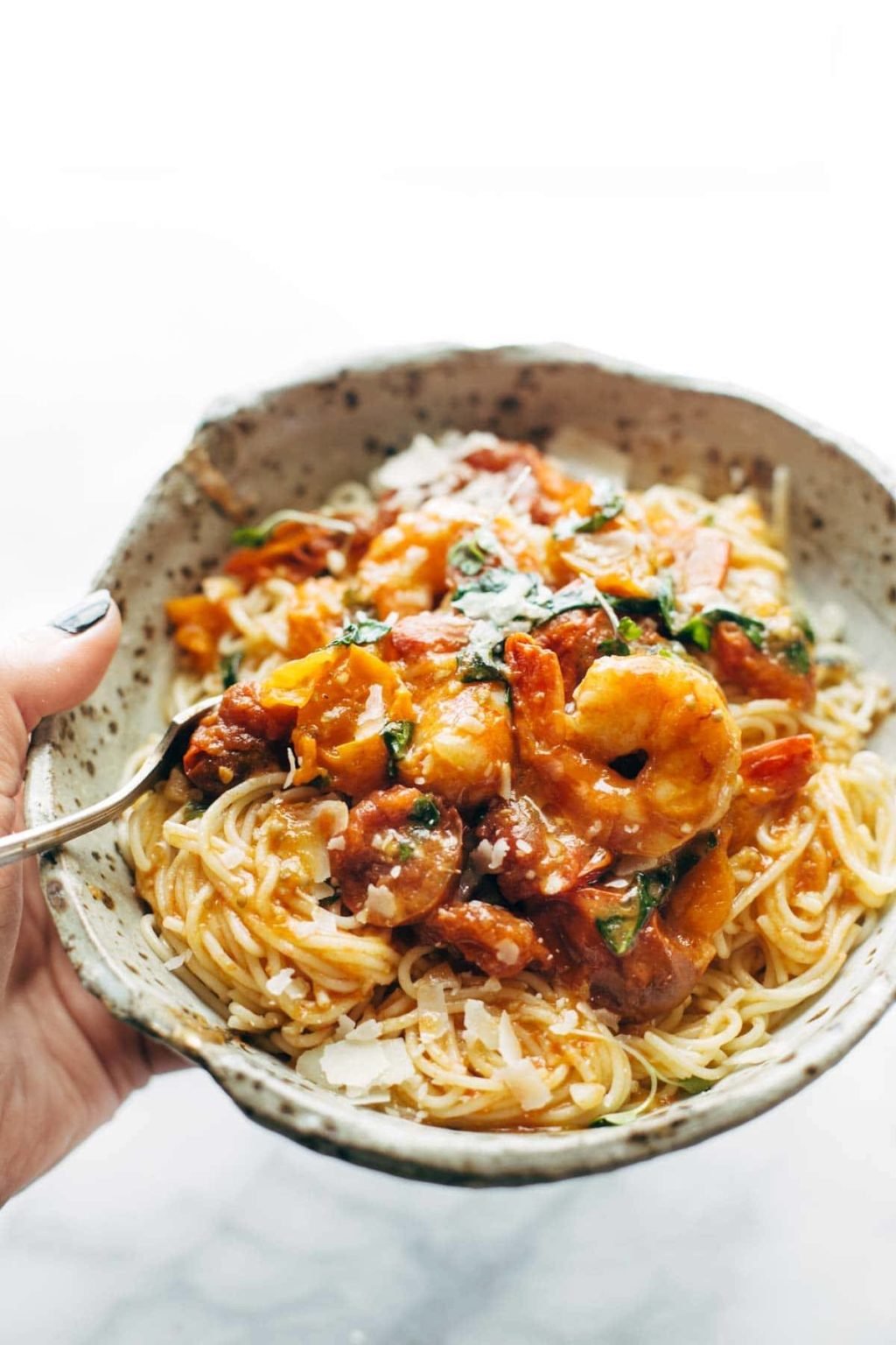 Garlic Butter Capellini Pomodoro with Shrimp Recipe Pinch of Yum