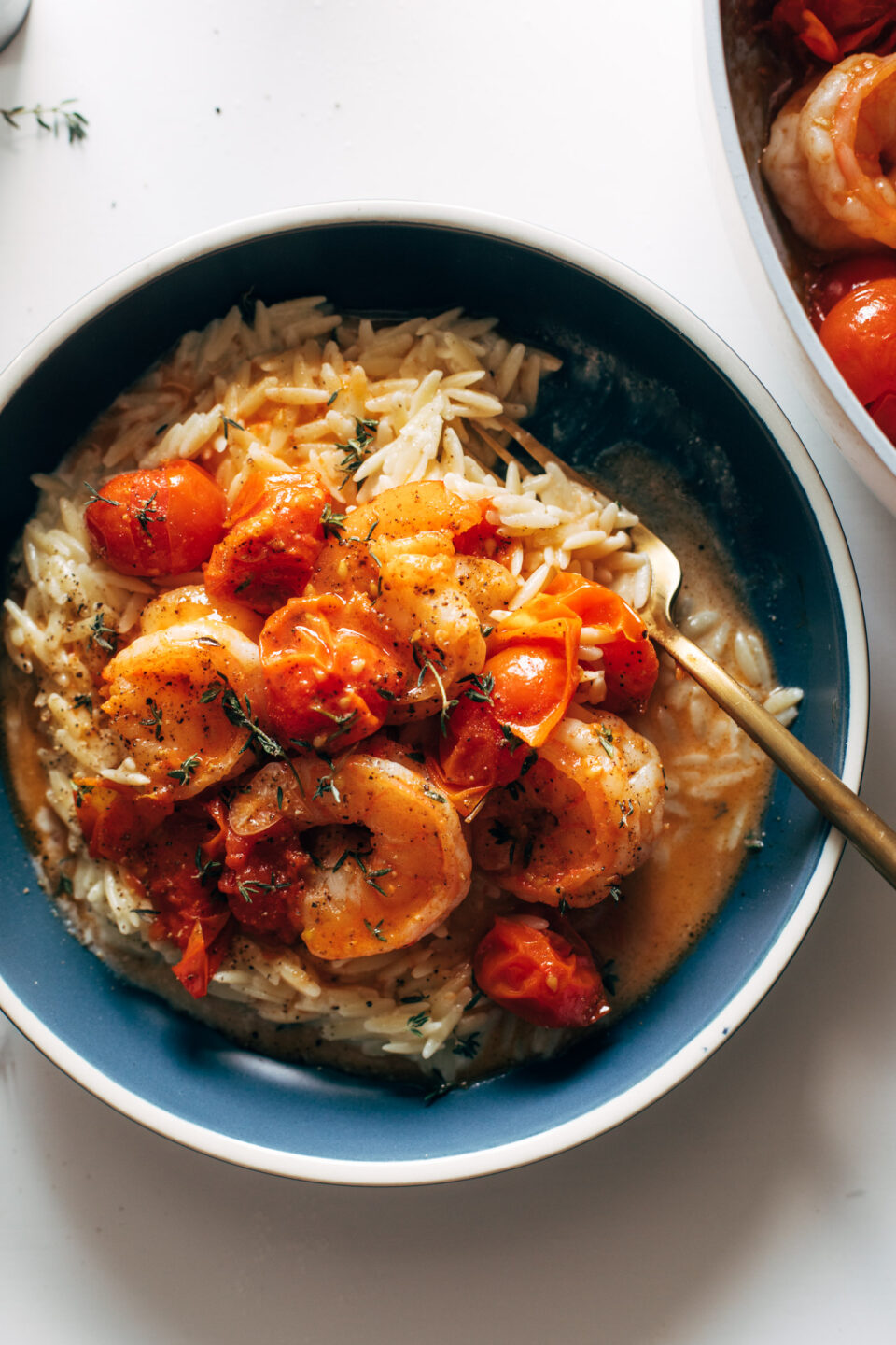 Garlic Shrimp and Tomatoes with Parmesan Orzo Recipe - Pinch of Yum