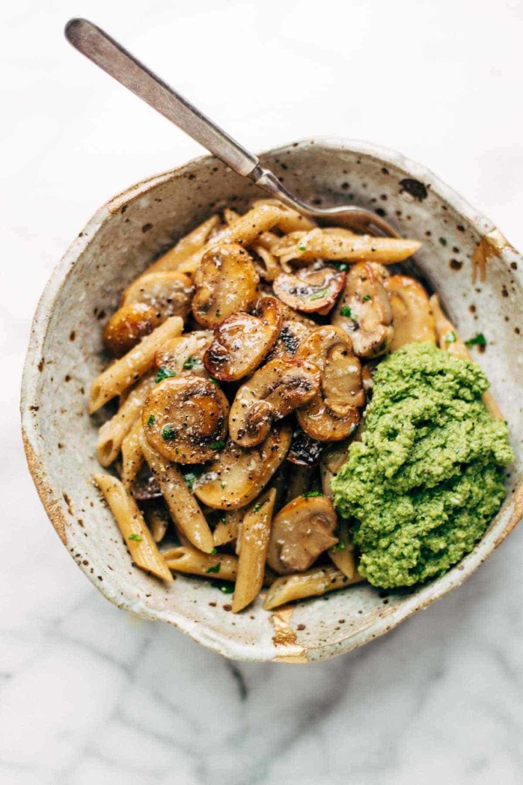 Simple Mushroom Penne with Walnut Pesto Recipe Pinch of Yum