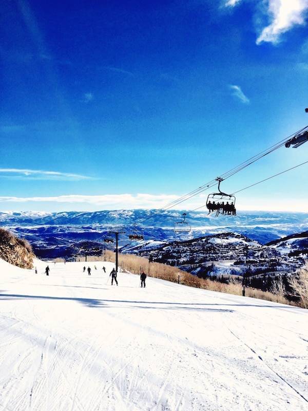 Ski hill with ski lift.