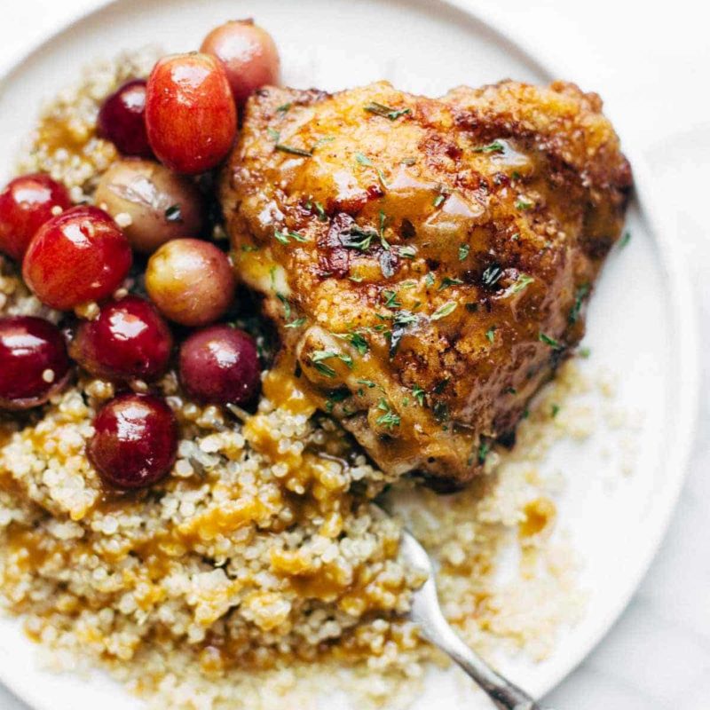 A picture of Skillet Chicken with Grapes and Caramelized Onions