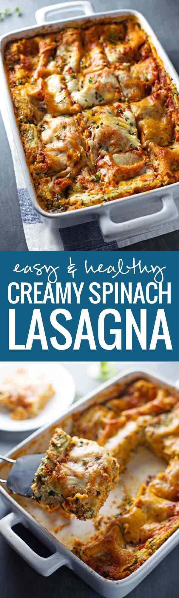 Skinny Spinach Lasagna Recipe Pinch of Yum