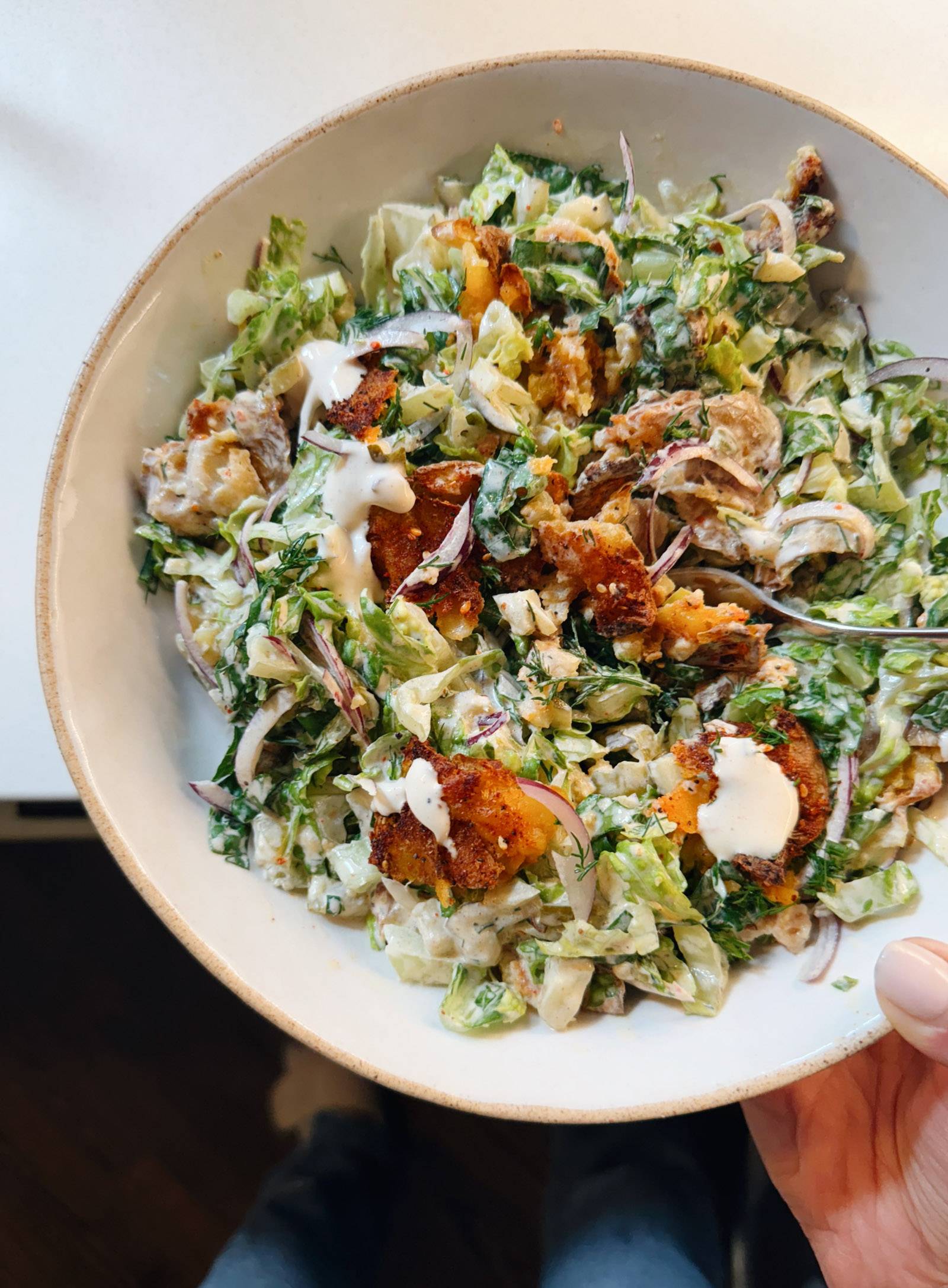 Crispy Smashed Potato Salad