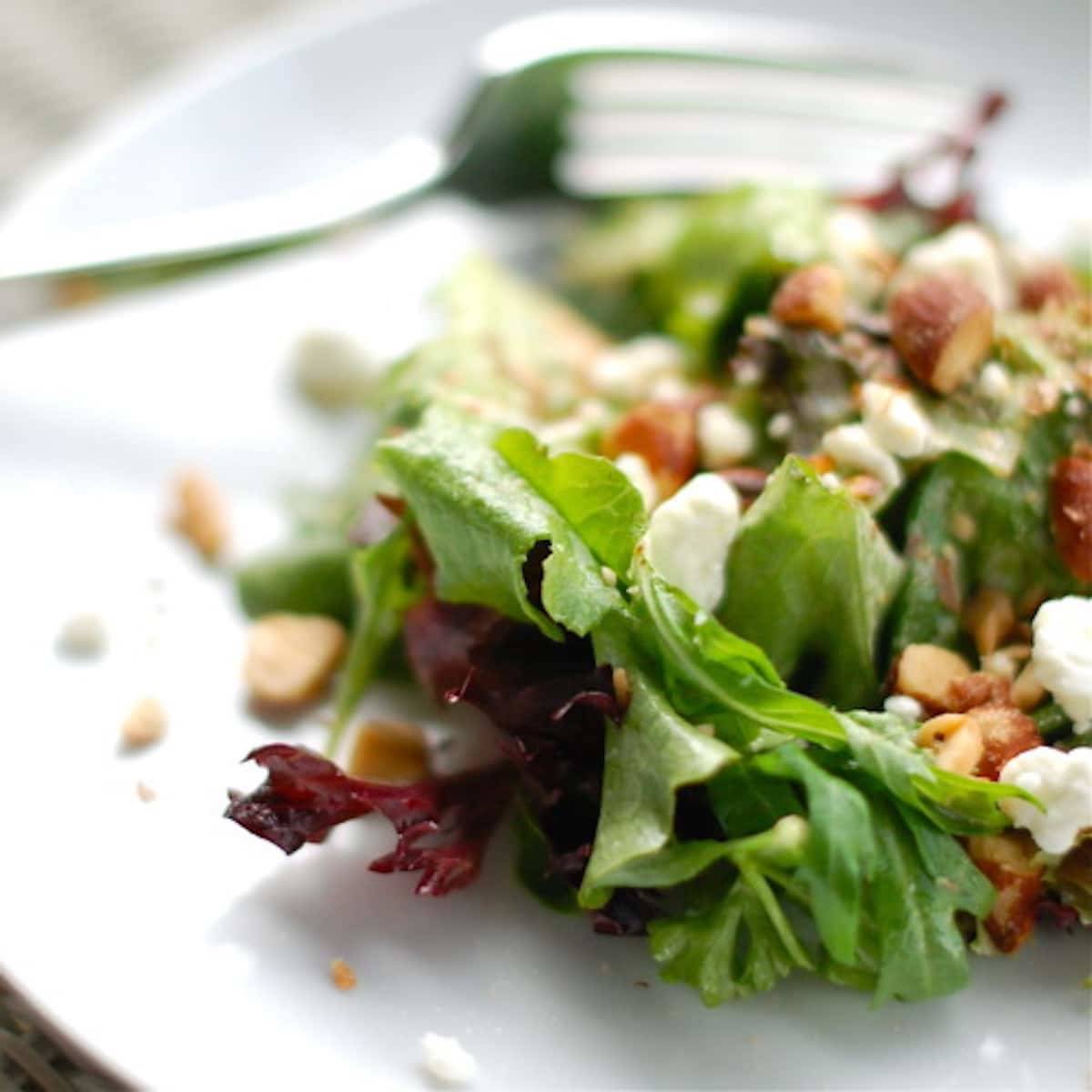 Smoked almond and goat cheese salad.