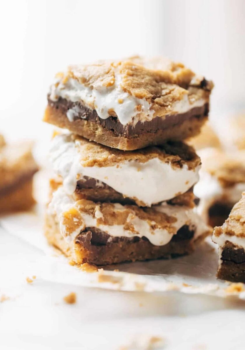 Smores bars in a stack.