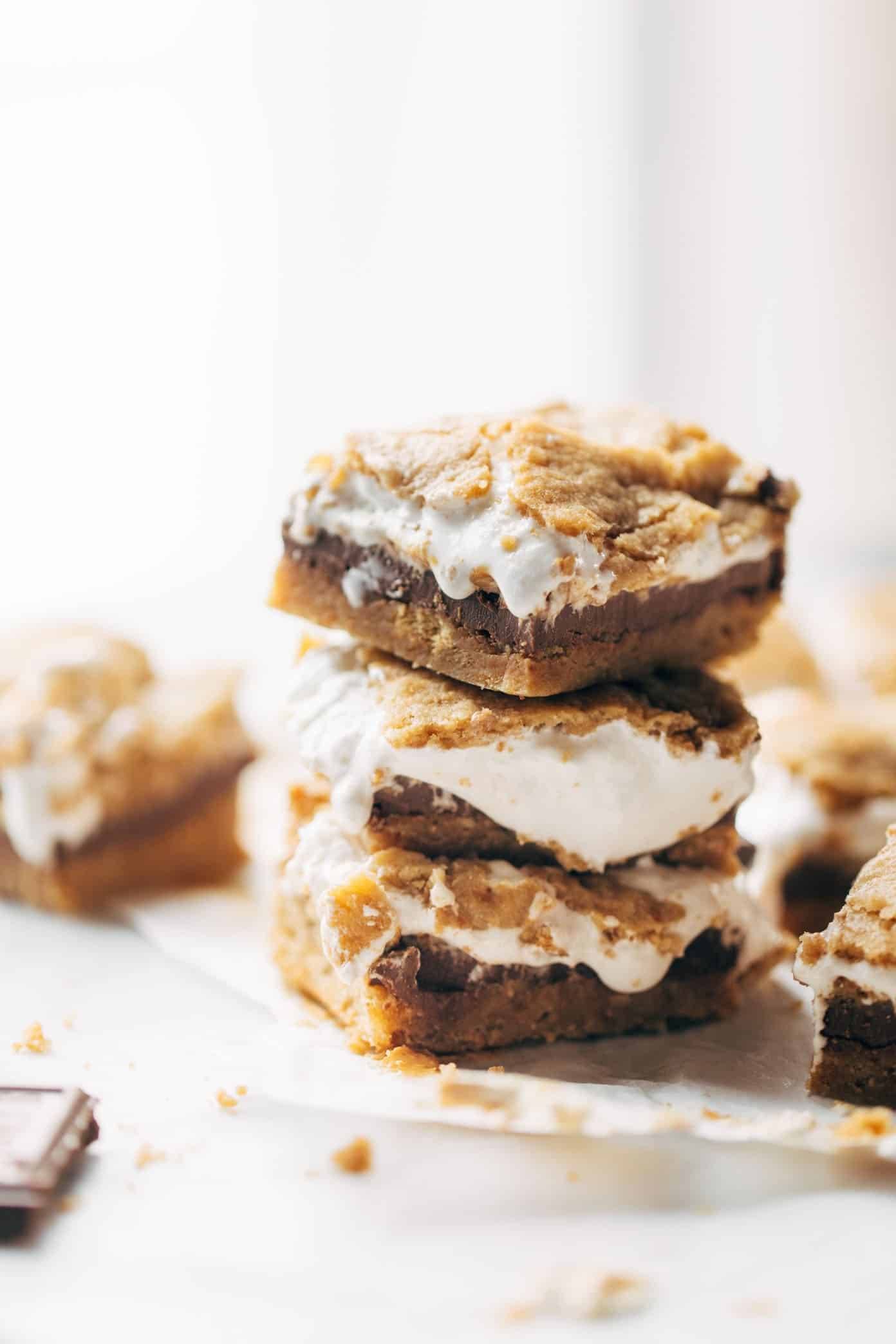 S'Mores Bars stacked on each other