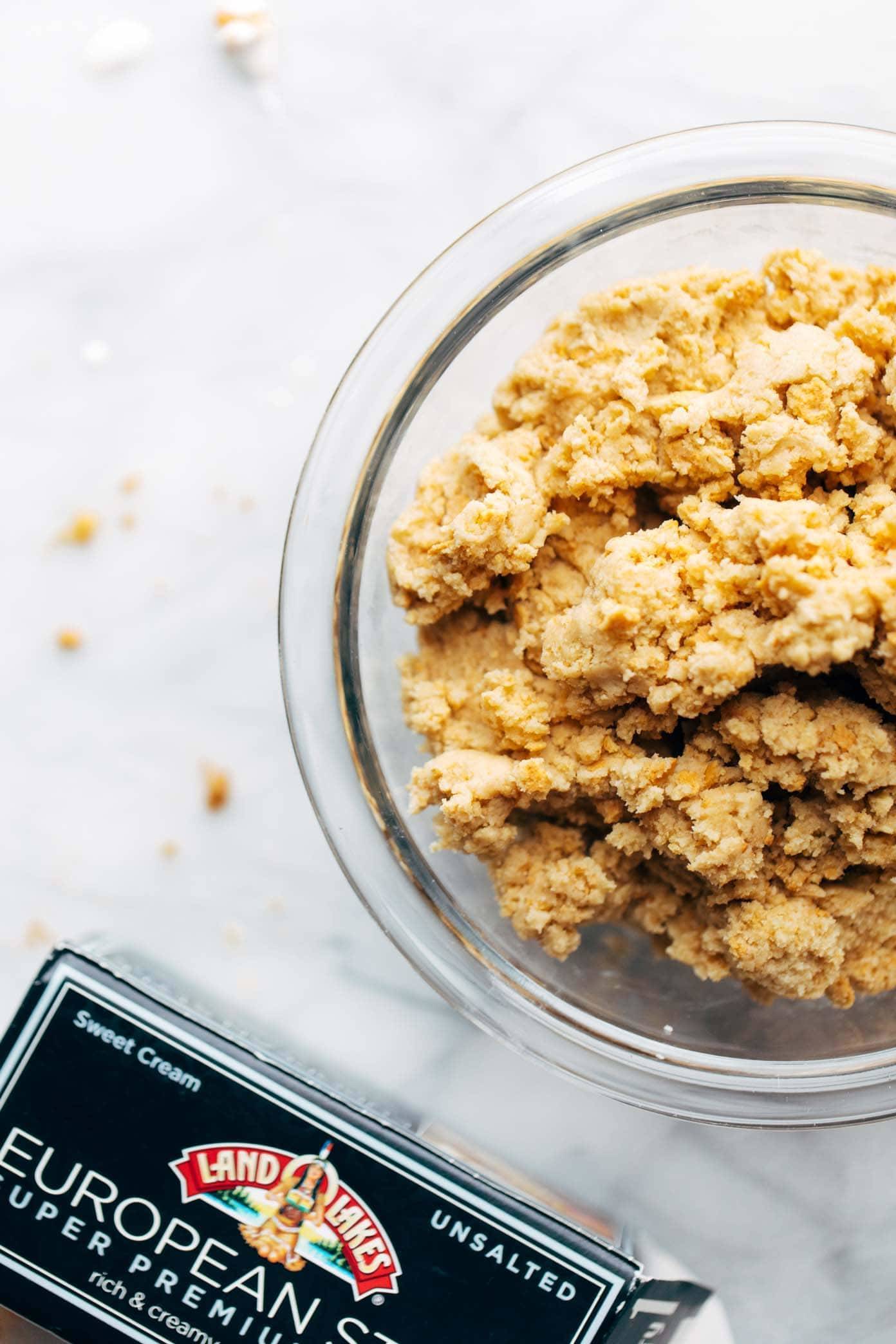 S'Mores Bar ingredients in a bowl with butter