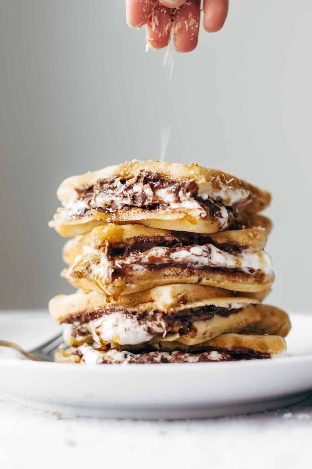 Smores Waffles with Nutella and Toasted Coconut 
