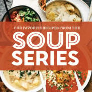 Collage of soup recipes with Soup Series title in the center
