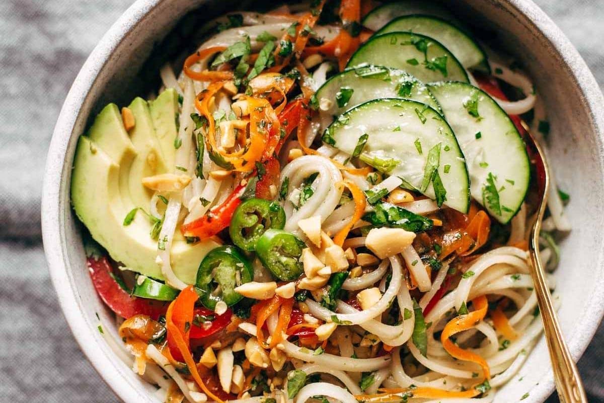 Spring Roll Bowl with a fork.