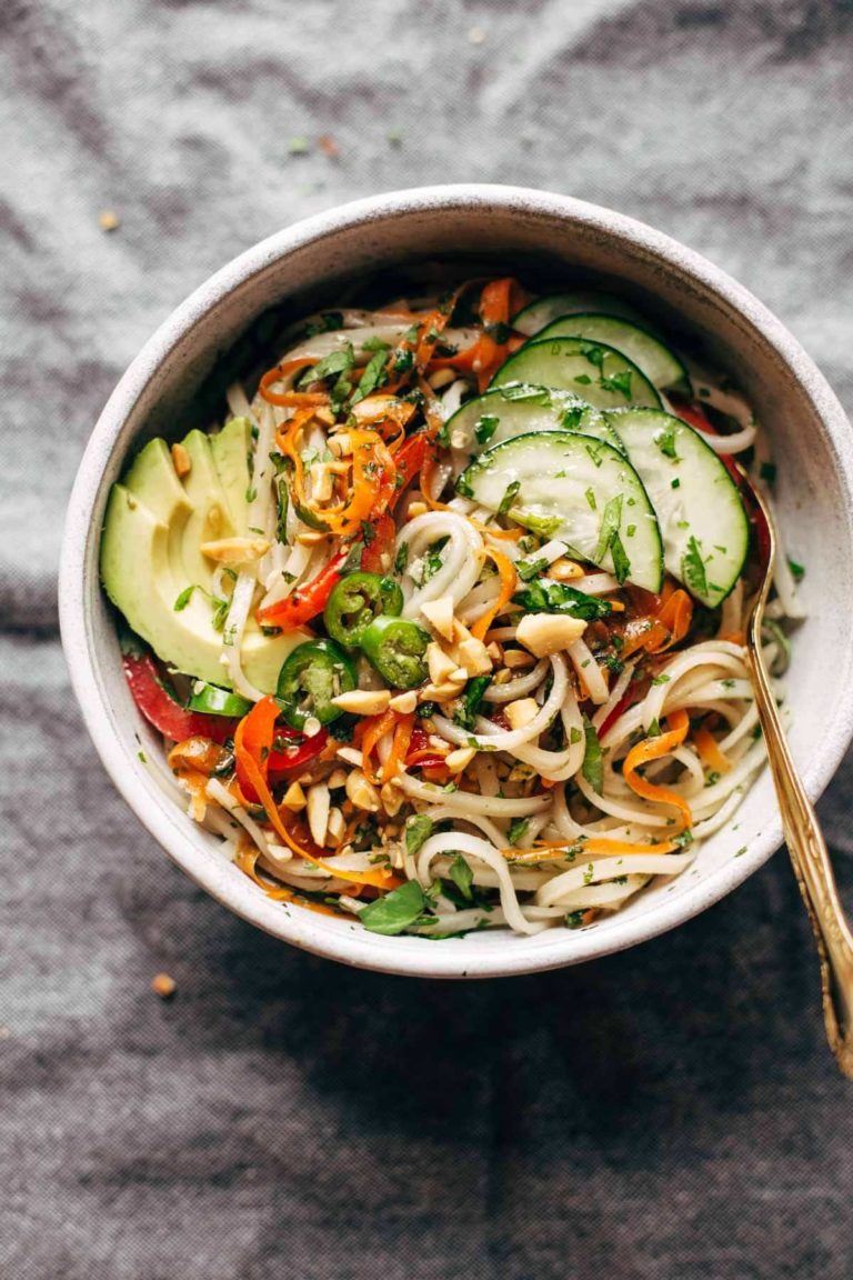 Spring Roll Bowls with Sweet Garlic Lime Sauce Recipe Pinch of Yum