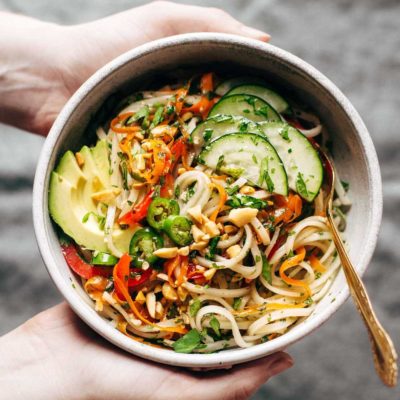 Spring Roll Bowls with Sweet Garlic Lime Sauce Recipe - Pinch of Yum